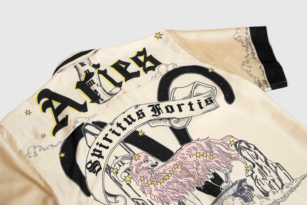 Aries Scarf-Print Silk Shirt - Yellow